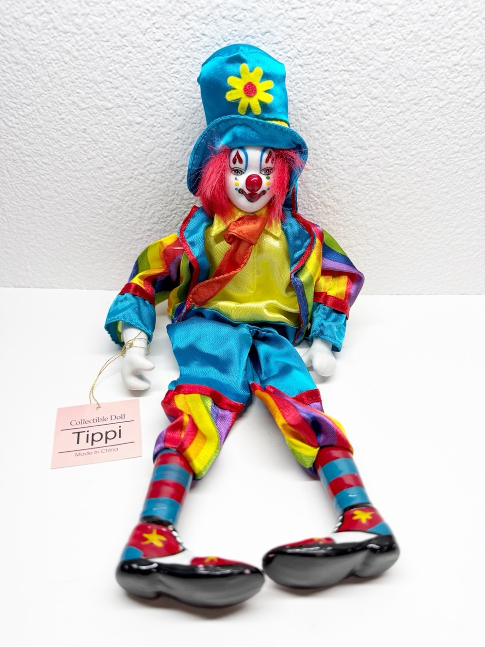 Vintage Show Stoppers Collectible Tippi Clown Porcelain Satin 14”